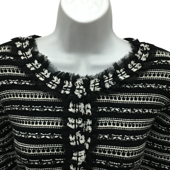 BELLEFLEUR Chiffon Trim Knit Striped Snap Down Cardigan Sweater - Women’s XL - Picture 9 of 14